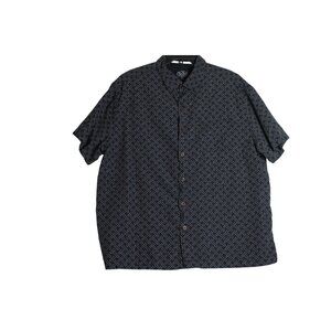 Nat Nast Short Sleeve Geometric Silk Blend Button Down Shirt Mens XL